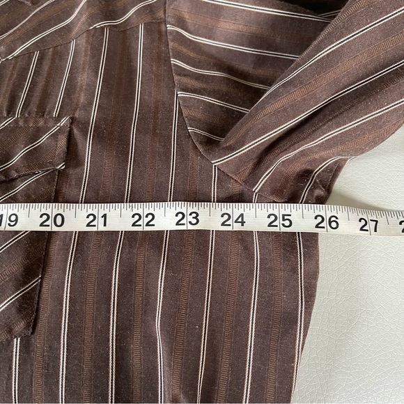 Ely Cattleman men’s vintage pearl snap shirt brown with white stripes size XL - Picture 7 of 8